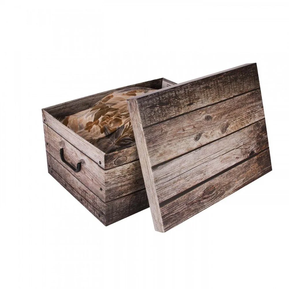 KREHER Aufbewahrungsbox Holz Grau Karton