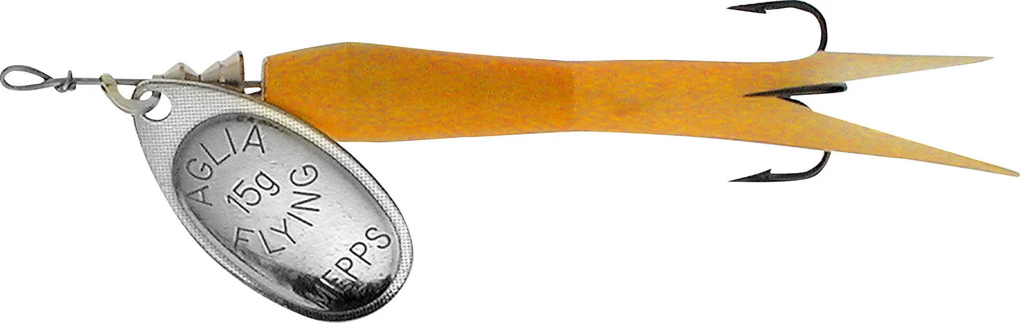 Daiwa Mepps Aglia Flying C – Spinner 25 g, Orange/Silber, Drilling, Schnell Sinkend