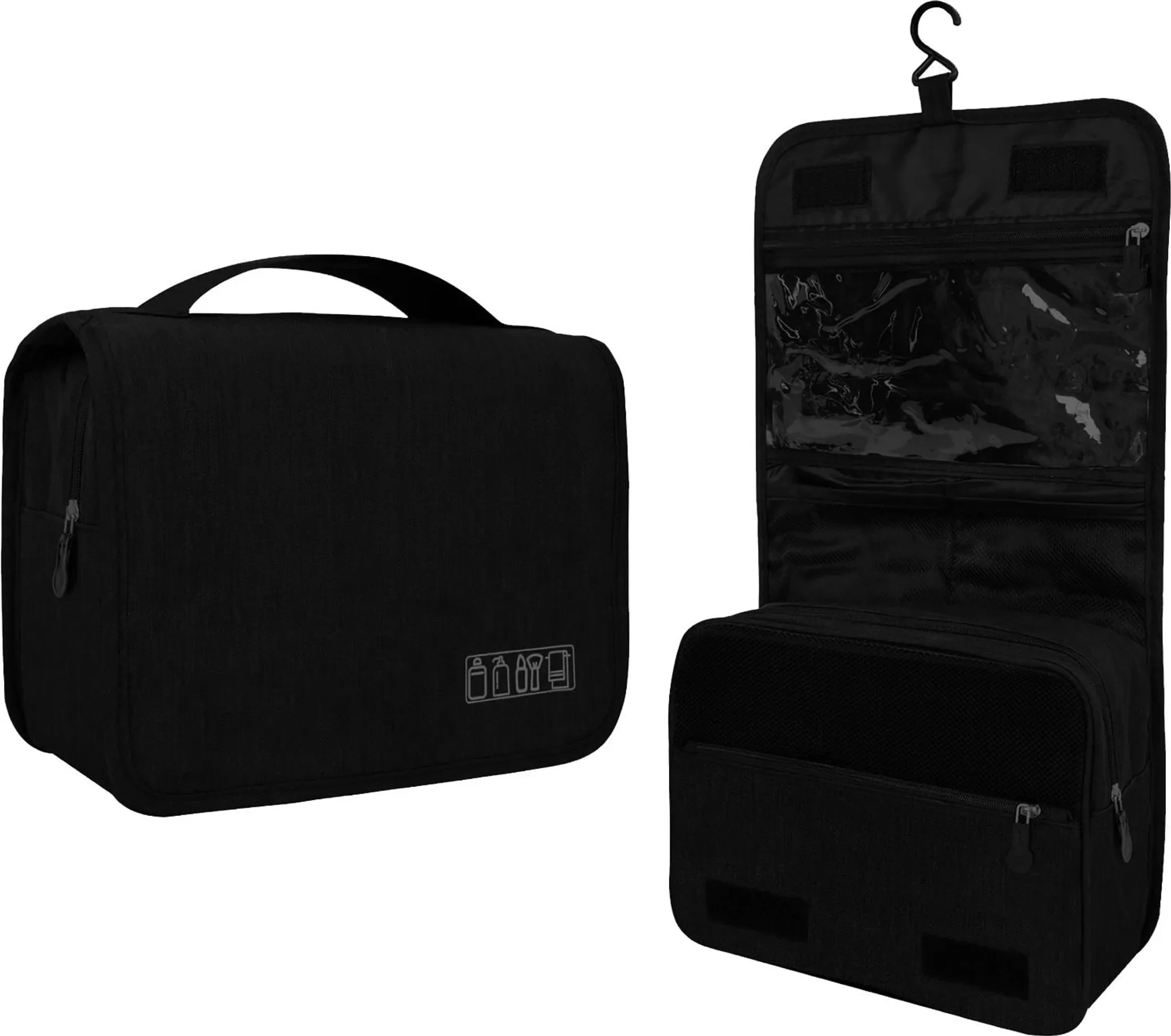 Kulturbeutel „STILVORA“ – Groß, wasserdicht & multifunktional – Schwarz