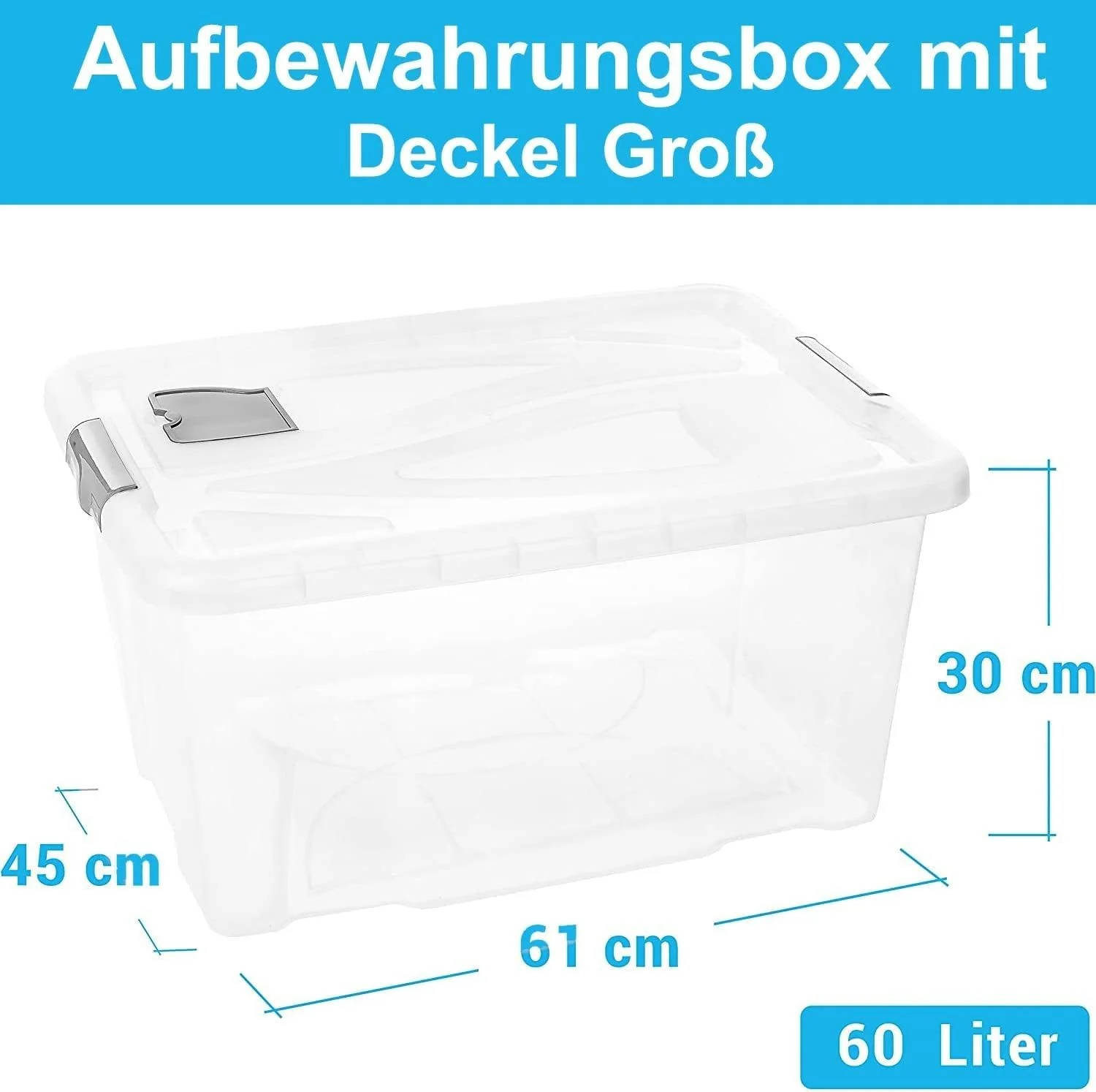 Centi Stapelbox 60L mit Deckel klar