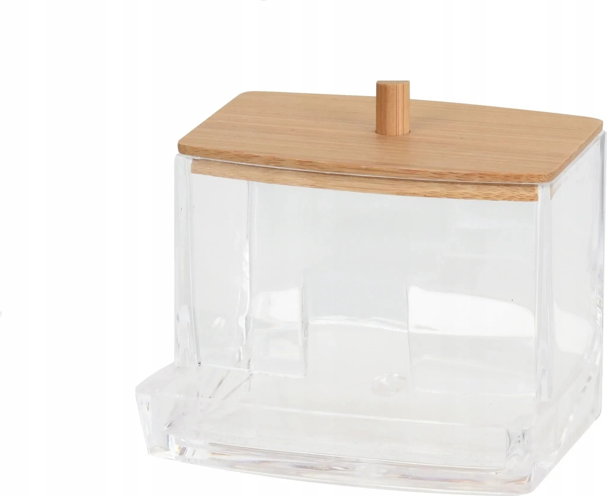 Wattestäbchenspender „Eleganza“ – Acryl mit Bambusdeckel