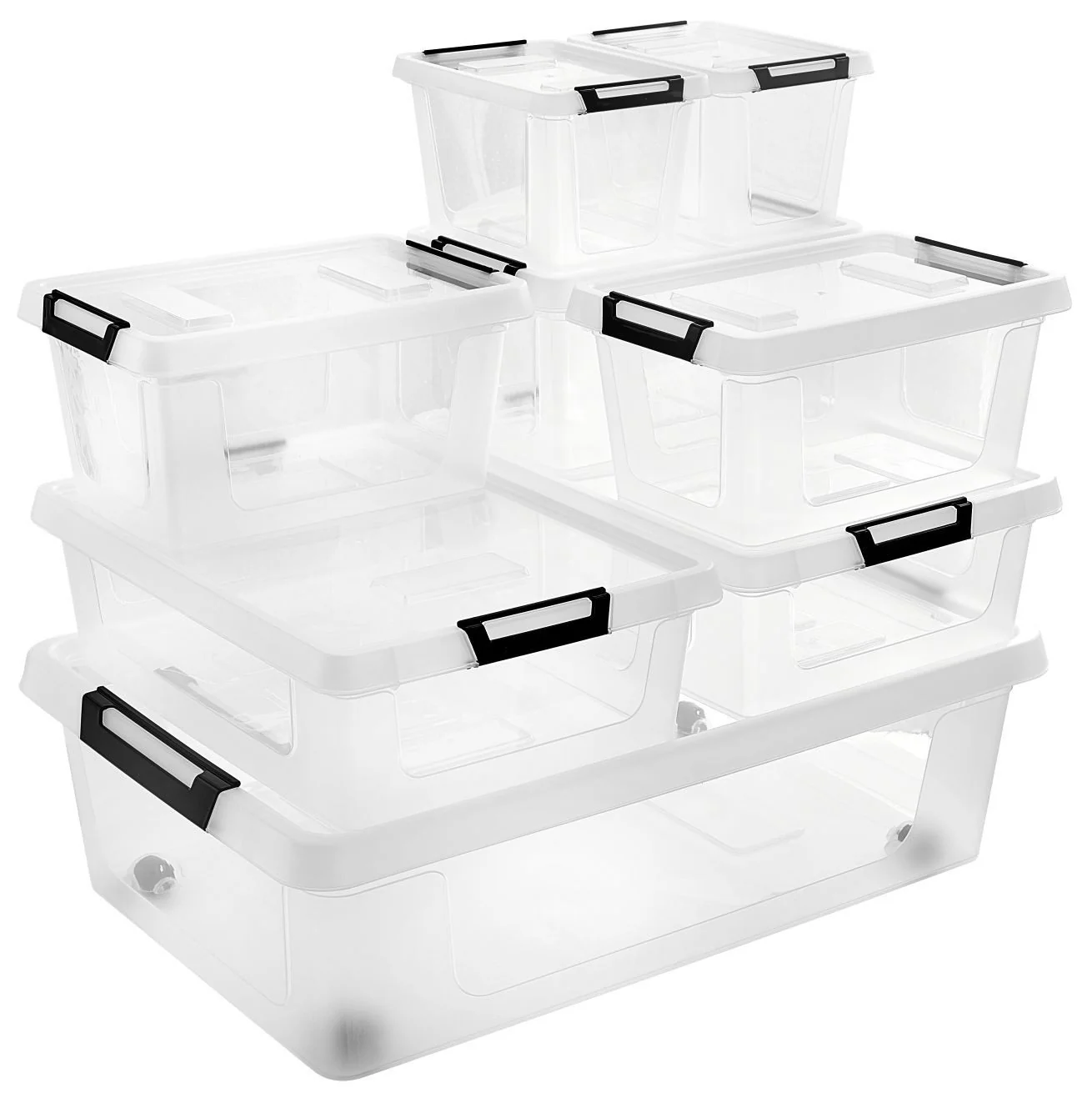 GARDISSIMO Aufbewahrungsbox 5 er Set mit Deckel "Clip" 9 Liter Kunststoff Boxen Stapelboxen