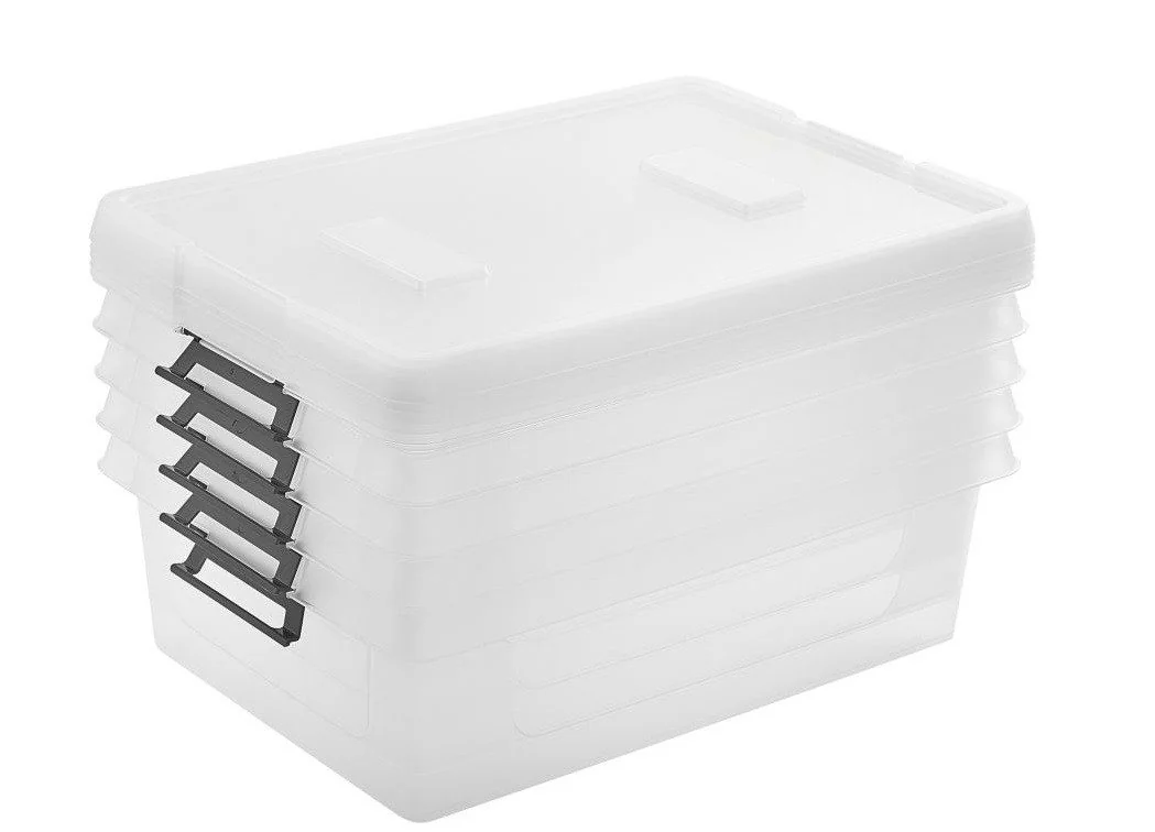GARDISSIMO Aufbewahrungsbox 5 er Set mit Deckel "Clip" 9 Liter Kunststoff Boxen Stapelboxen