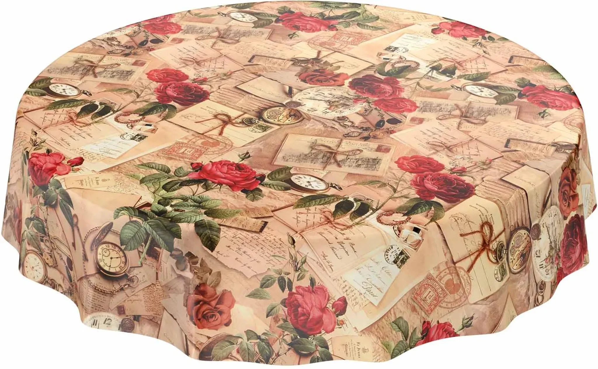 ANRO Tischdecke Wachstuch Blumen Braun – Wasserabweisend, Robust & Abwaschbar, Rund Ø 120 cm