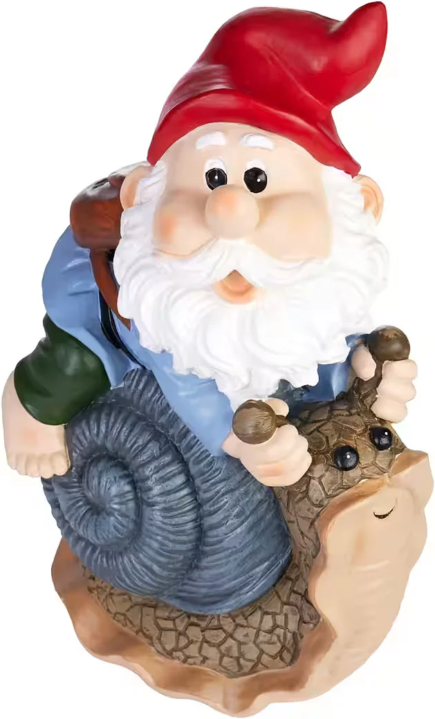 BRUBAKER Gartenzwerg mit Schnecke lustig