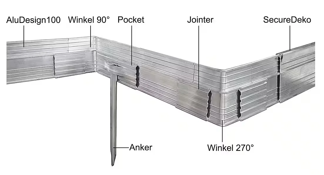 BONI-SHOP Alu Rasenkante 24 cm Beetkante