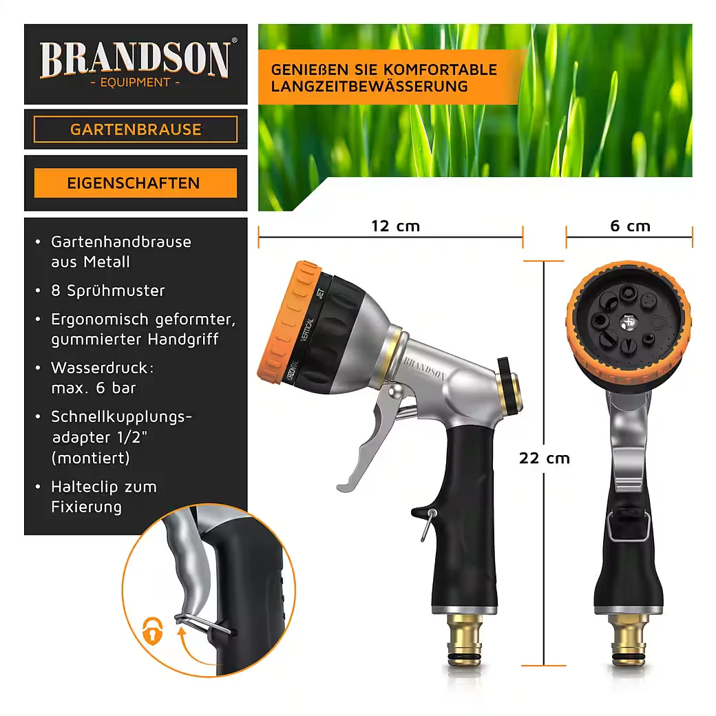Brandson Gartenbrause Metall 8 Sprühmodi