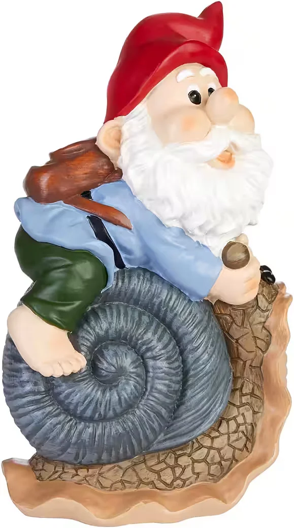 BRUBAKER Gartenzwerg mit Schnecke lustig