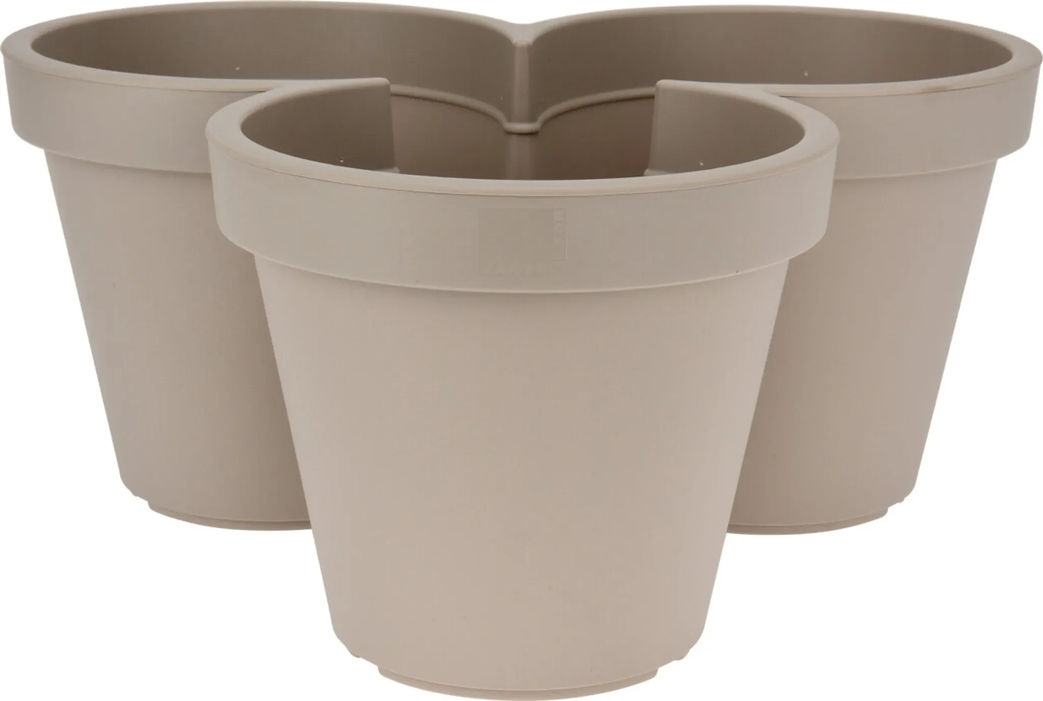 Dreifach-Pflanztopf Beige – Ø 44 × 20 cm, 3-Kammern-Blumentopf aus Kunststoff für Garten, Terrasse & Balkon