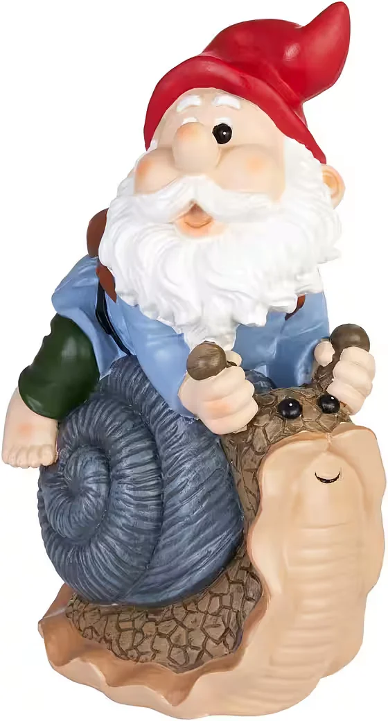 BRUBAKER Gartenzwerg mit Schnecke lustig