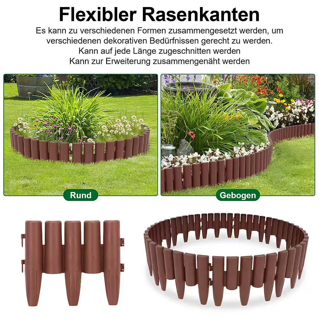 CLANMACY Rasenkante Holzoptik Palisade