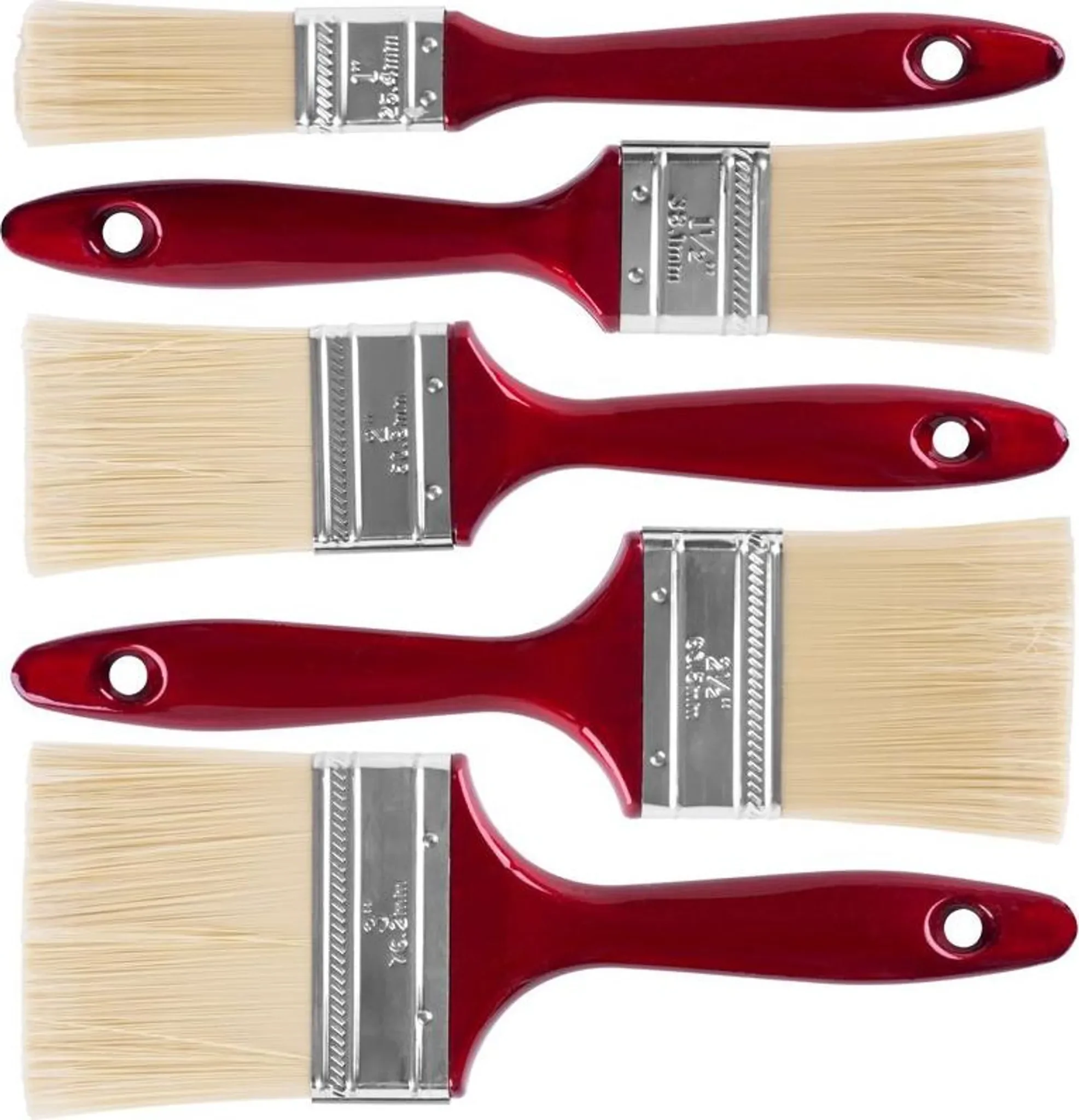 STREND PRO Pinselset PS450 – 5-teilig, Holzgriff, verschiedene Breiten