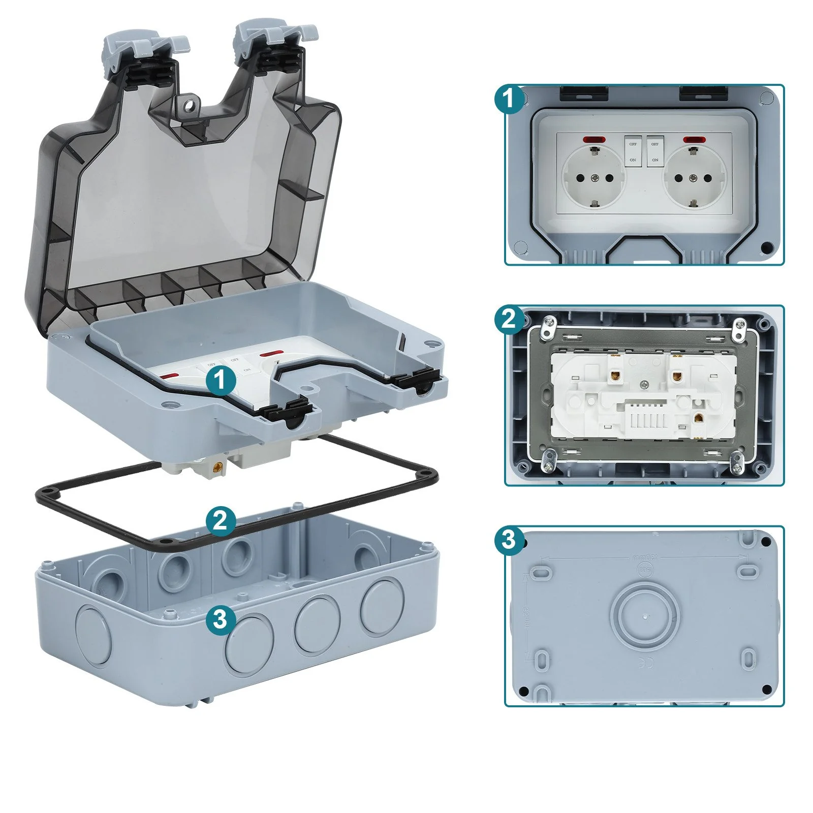 CLANMACY Gartensteckdose IP66 Aufputz