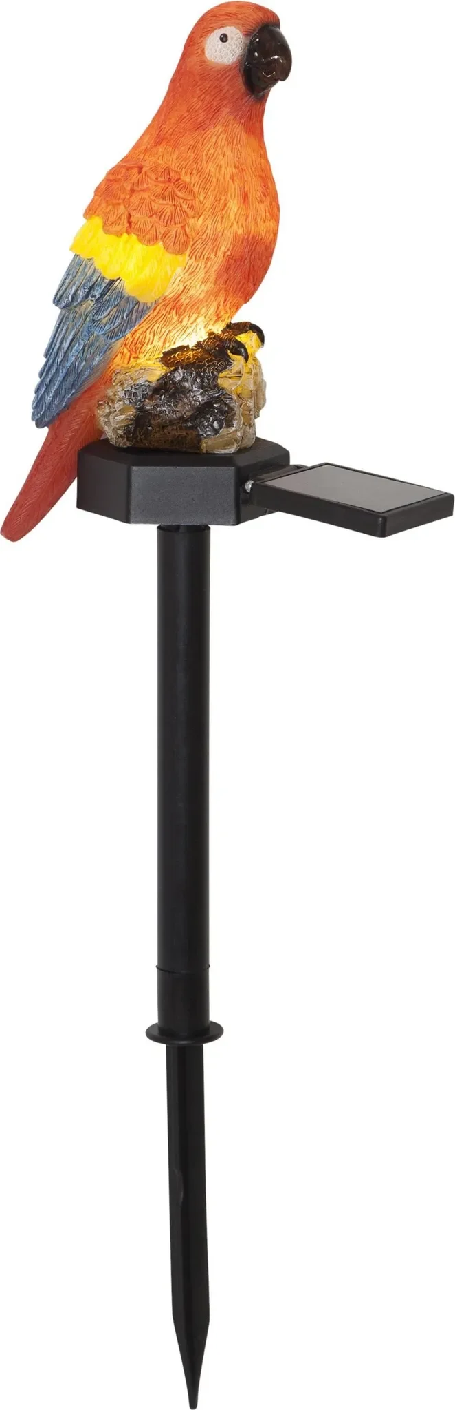 Star Trading 480-76 LED-Solargartenstab „Goja“ – Bunter Papagei, 31 cm, warmweiß, mit Dämmerungssensor
