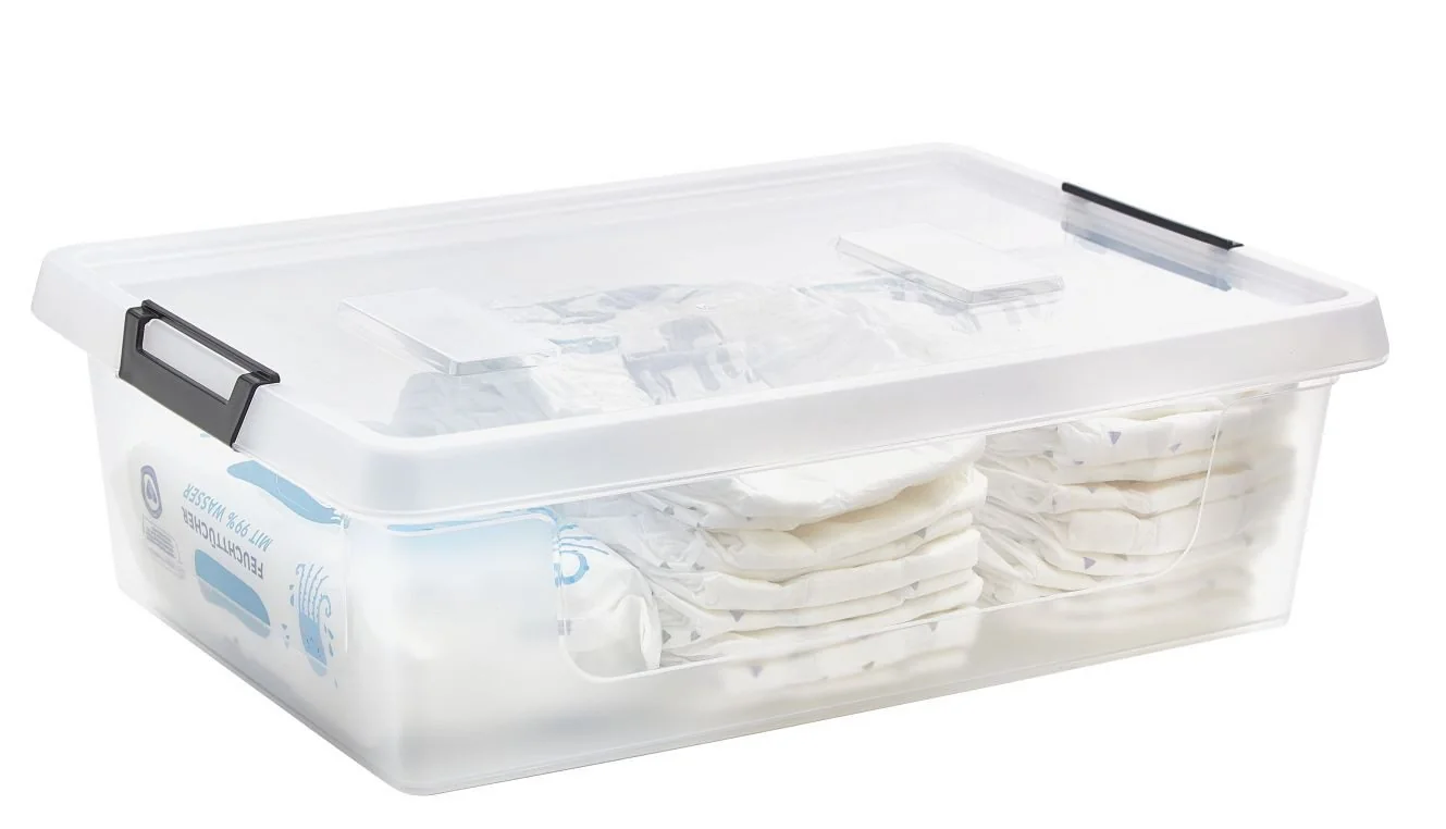 GARDISSIMO Aufbewahrungsbox 5 er Set mit Deckel "Clip" 9 Liter Kunststoff Boxen Stapelboxen