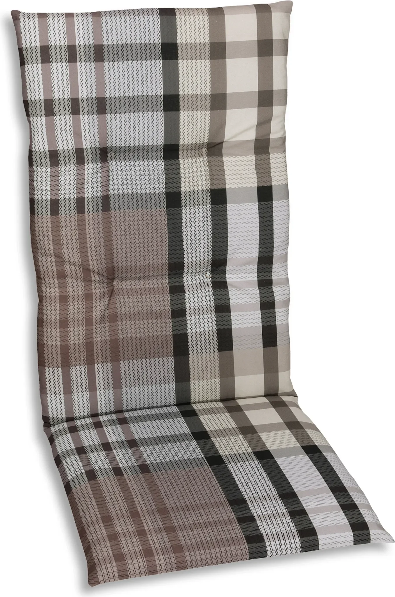 GO-DE Sesselauflage Hochlehner – 118 × 48 × 5 cm, braun kariert