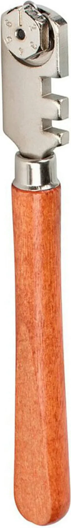 Wolfcraft 4109000 Glasschneider – Profi Glas- & Fliesenschneider mit Holzgriff und 6 auswechselbaren Hartmetall-Schneidrädchen